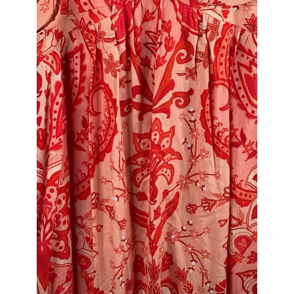 NWT Farm Rio Jaipur Red Crossed Over Maxi Floral Dress Size M